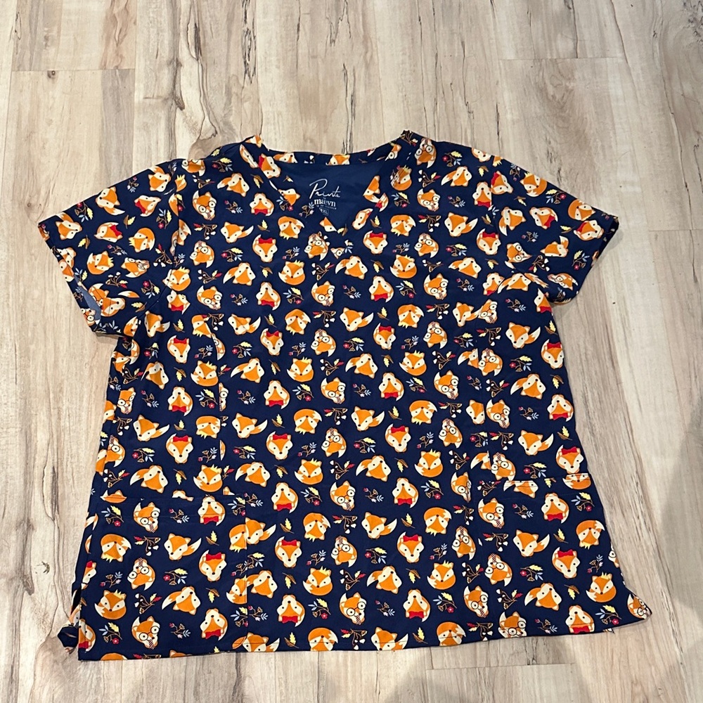 Rooki Navy Fox Print Short Sleeve Tee